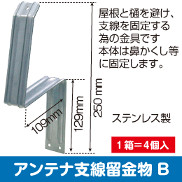 アンテナ支線留め金具 (Bタイプ) ステンレス製  (1箱=4個入) 日本理工