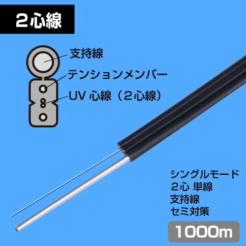 【タバ巻】光ドロップケーブル SM 2心線(単心線) 1000m巻