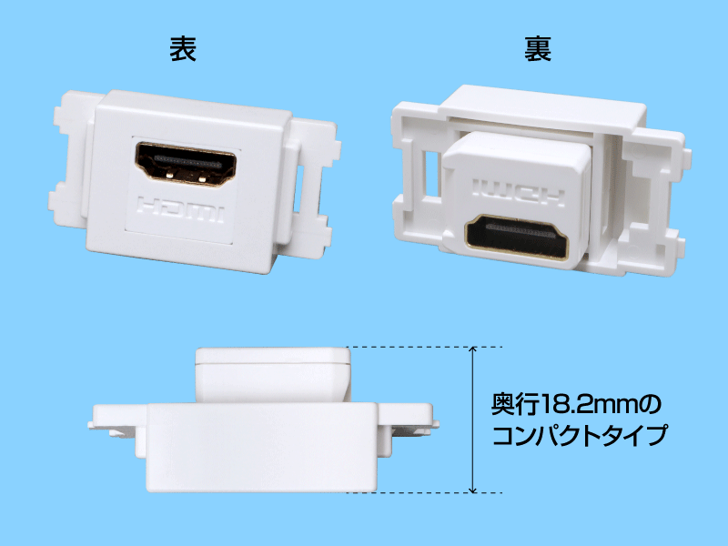 壁面プレート用HDMI中継アダプタVer2.0 横取付枠セット済