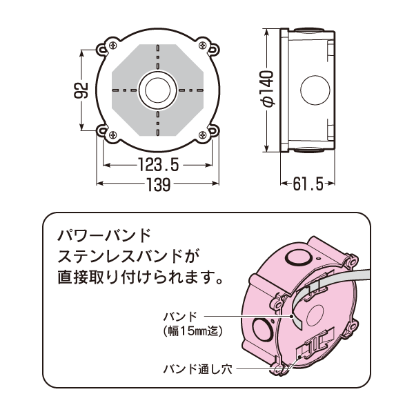 【未来工業】防犯カメラ取付丸ボックス_ANFJ