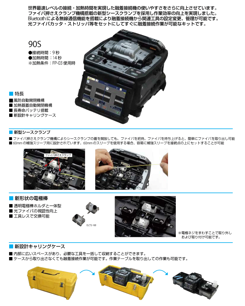 【フジクラ】光ファイバー融着接続機セット 単芯専用 90S