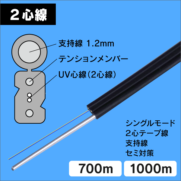 ＜タバ巻＞光ドロップケーブル SM 2心線(単心線) 700m巻