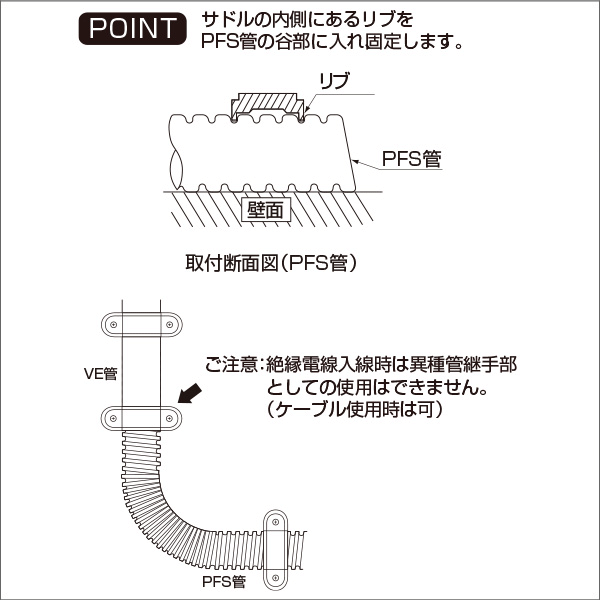 【日動電工】兼用サドル VE・PFS16（アイボリー） KS16JHW