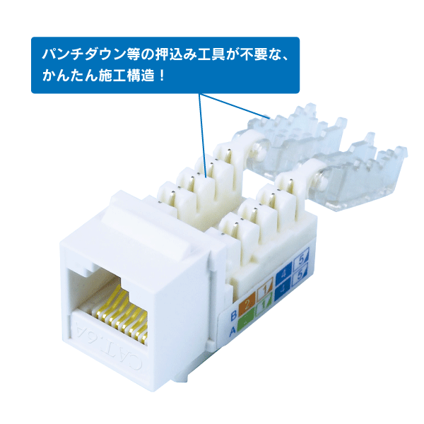 ※押込工具不要!※ U/UTP Cat.6A RJ45 LAN用ジャック (壁面端子・ローゼット用)