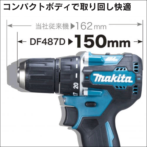 【マキタ】充電式ドライバドリル（18V バッテリー・充電器付） DF487DRGX