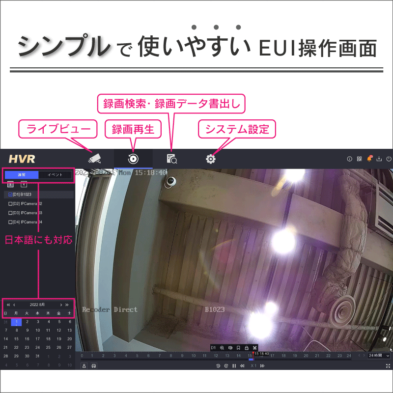【5MP対応】防犯カメラ用録画機 8ch入力 【2ＴB】