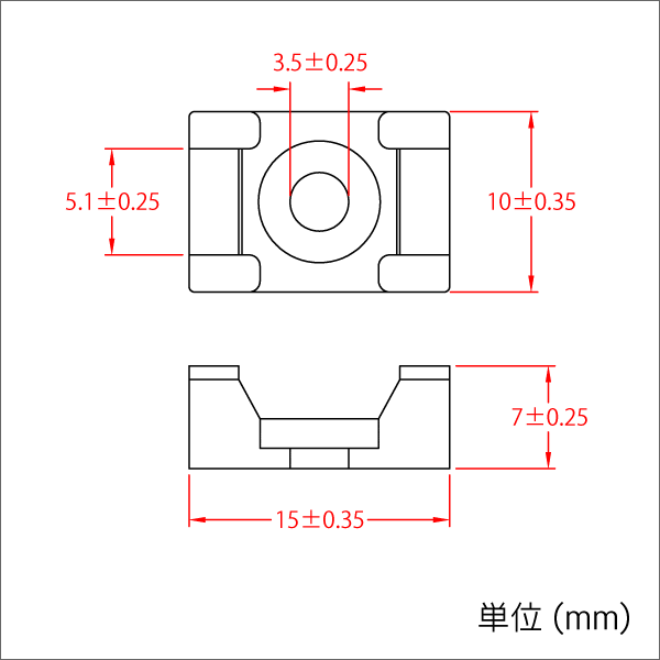 結束バンドマウント (結束バンド固定具)　100個入  白 適合ビスM3