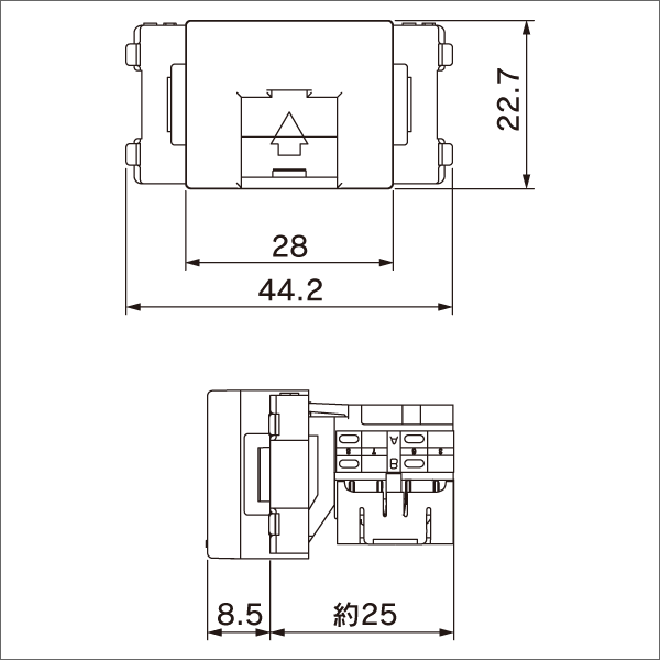 【神保電器】マイルドビー 埋込モジュラジャック LAN用Cat5e対応（8極8心用） JEC-BN-LW5EL-PW