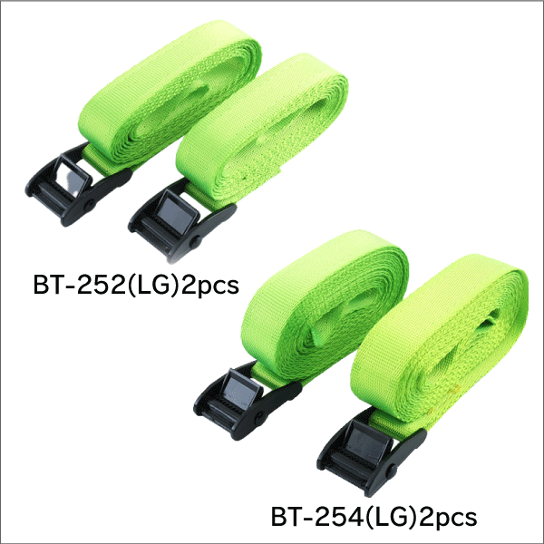 【E-Value】カムバックル式荷締ベルト（全長2m）（2本組） BT-252(LG)2pcs