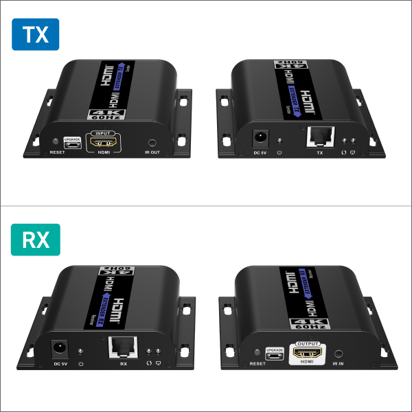 HDMIエクステンダー  120m＠4K60Hz ハブカスケードで 1対1、1対多通信対応