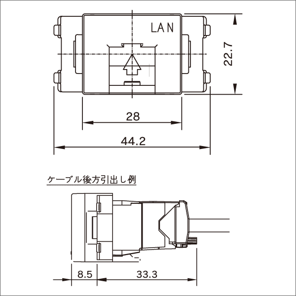 【神保電器】マイルドビー 埋込モジュラジャック LAN用Cat6A対応（8極8心用） JEC-BN-LW6AL-PW