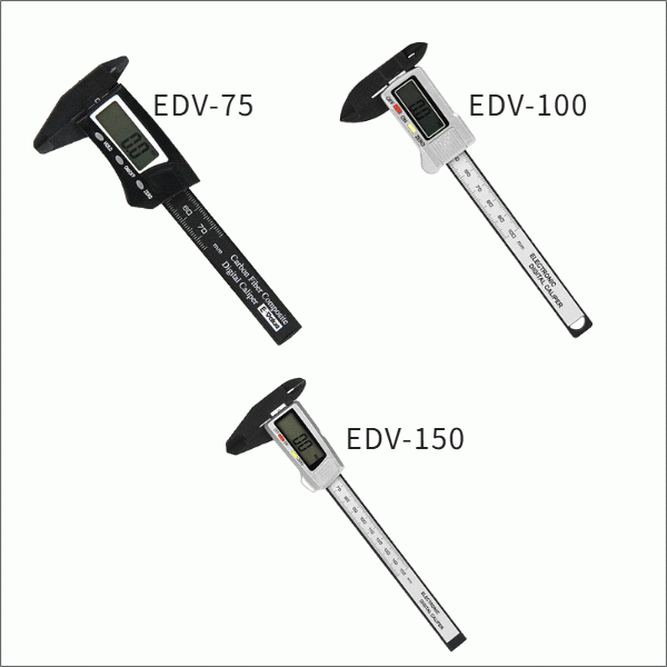 【E-Value】デジタルノギスカーボンファイバーミニ（測定範囲0.1mm～75mm） EDV-75