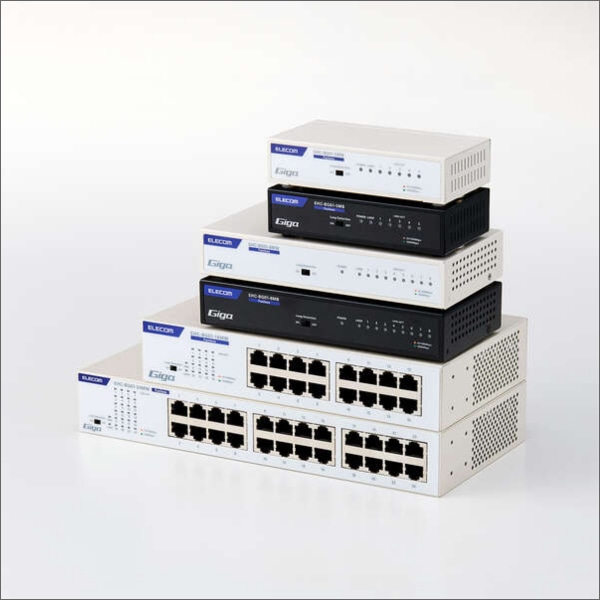 【エレコム】Giga対応5ポートスイッチ（金属筐体、電源内蔵）ブラック EHC-BG01-5MB