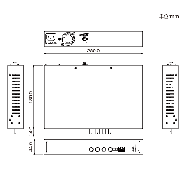 EPoCシリーズ PoE+対応同軸ケーブルIP長距離伝送スイッチ(4ポート受信機)