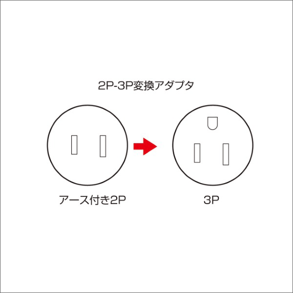 【サンワサプライ】2P→3P変換アダプタ TAP-AD1RN