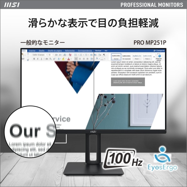 【MSI】PROシリーズ LCDモニター（24.5型）フルHD（1920×1080）100Hz PRO MP251P
