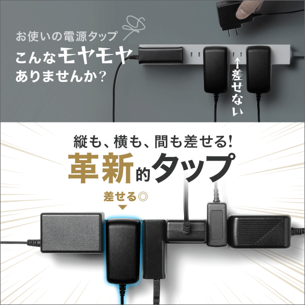 【サンワサプライ】スリムタップ（AC6個口、マグネット付き、雷ガード付き）ホワイト TAP-SPSLIM6MG-2W