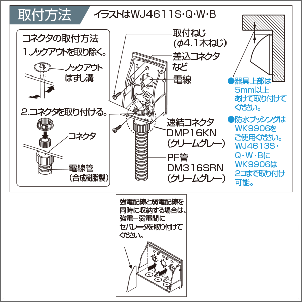 【Panasonic】スマート防雨形ジョイントボックス（ノックアウトG22〈φ27〉×3）（ホワイトシルバー） WJ4613S