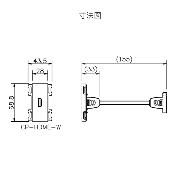 【カナレ電気】HDMI（メス-メス）ケーブル（中継）（壁用AVコンセント） CP-HDME-W