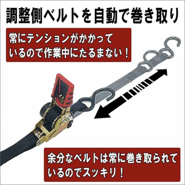 【SK11】ラチェット式荷締機自動巻（全長1.8m） RTA-2518S