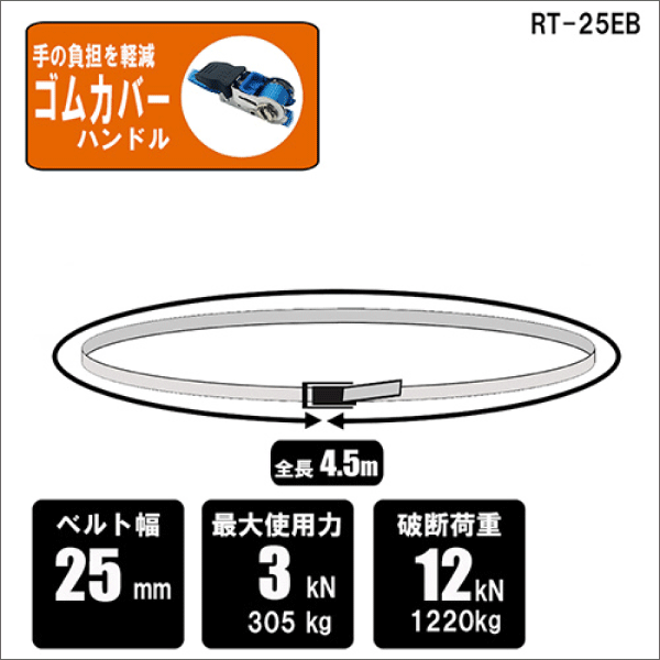 【SK11】ラチェット式ベルト荷締機 RT-25EB