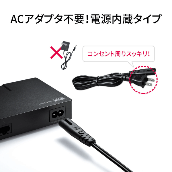 【サンワサプライ】ギガビット対応 スイッチングハブ（5ポート、マグネット付き） LAN-GIGAP502BK