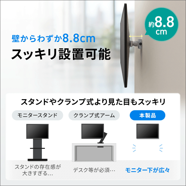 【サンワサプライ】モニターアーム（耐荷重12kg）チルト角度調整 CR-LA302