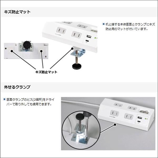 【ELPA（朝日電器）】PD対応 USB 集中スイッチ付デスクタップ（ホワイト） WLS-DS4222SUC(W)