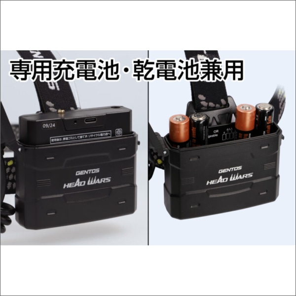 【GENTOS】HEAD WARS LEDヘッドライト（USB Type-C充電式）明るさ40～800ルーメン（ボックスパッケージタイプ） HLP-2504