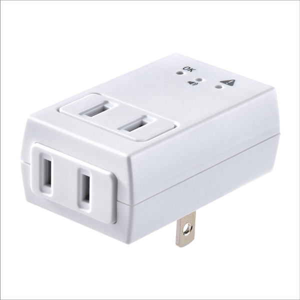 【ELPA（朝日電器）】アラームタップ 2個口 A-A2L(W)