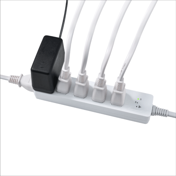 【ELPA（朝日電器）】コード付きアラームタップ6個口（1m） WB-A61(W)