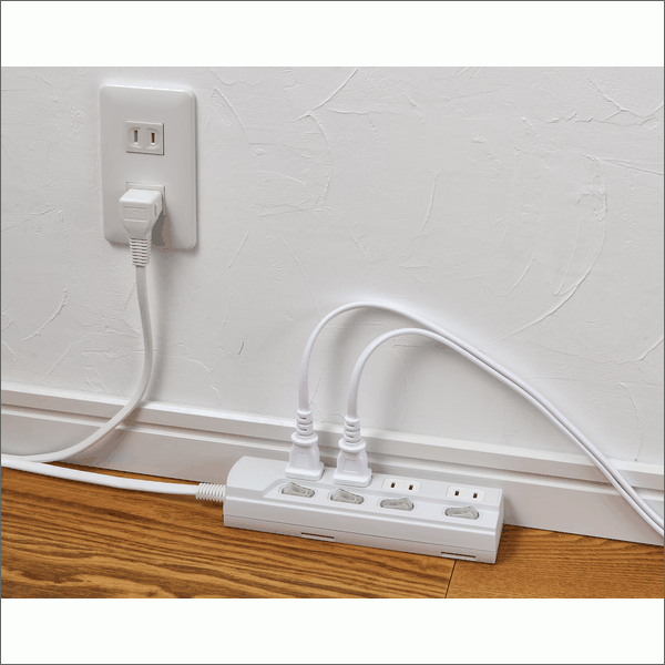 【ELPA（朝日電器）】LEDスイッチ付タップ 4個口（1m） WLK-41(W)