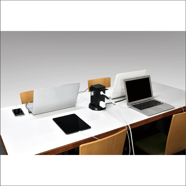 【ELPA（朝日電器）】PD対応 USB タワー型 集中スイッチ付タップ WBS-TW12442BUC(BK)