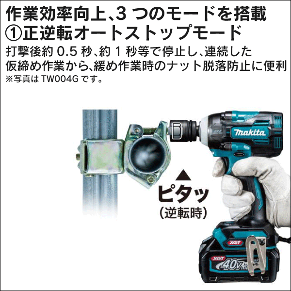 【マキタ】充電式インパクトレンチ 19mm（40Vmax バッテリー・充電器付） TW001GRDX