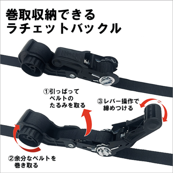 【E-Value】ラチェット式荷締機ベルト収納 RTR-2540S 2pcs