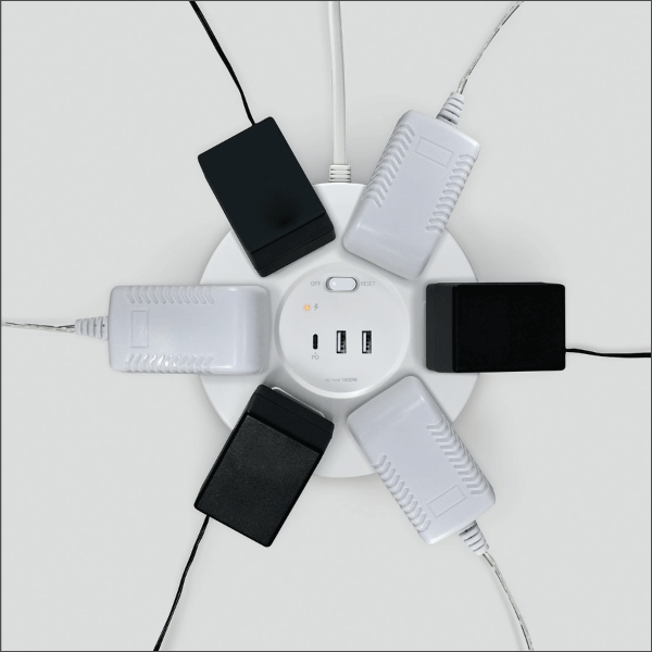 【ELPA（朝日電器）】PD対応 USB 丸形 集中スイッチ付タップ4個口（ホワイト） WLS-R4322BUC(W)