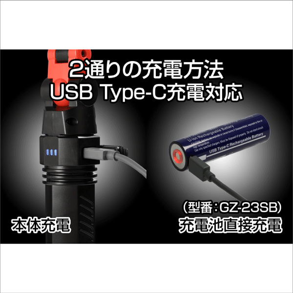 ※販売終了予定品※【GENTOS】Ganz薄型ヘッド作業灯シリーズ Type-C充電式ワークライト GZ-X233