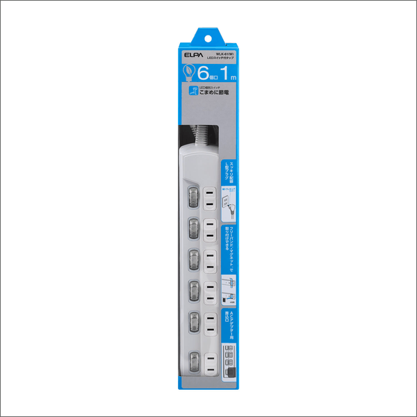 【ELPA（朝日電器）】LEDスイッチ付タップ 4個口（1m） WLK-41(W)
