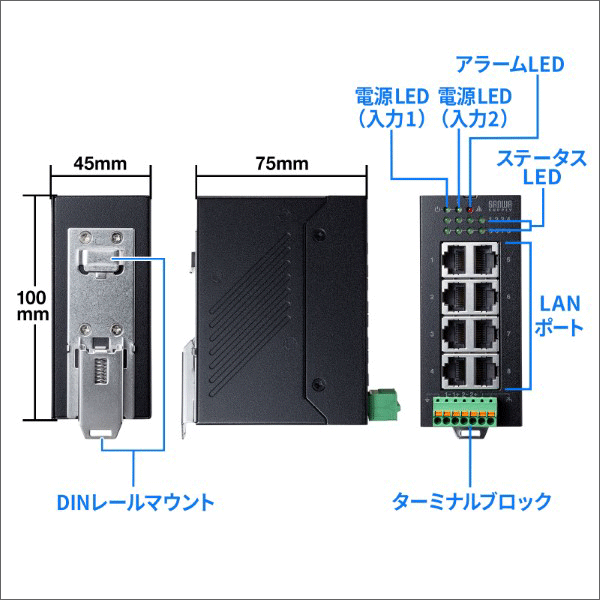 【サンワサプライ】産業用ギガスイッチングハブ（8ポート） LAN-GIGAFA804