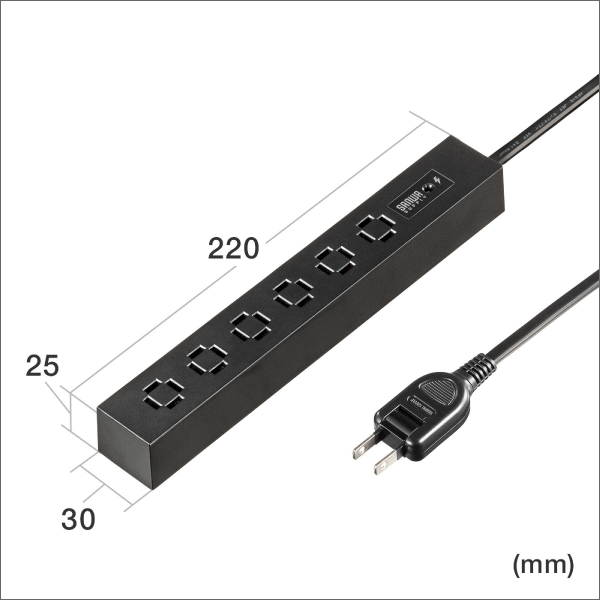 【サンワサプライ】スリムタップ（AC6個口、マグネット付き、雷ガード付き）ホワイト TAP-SPSLIM6MG-2W