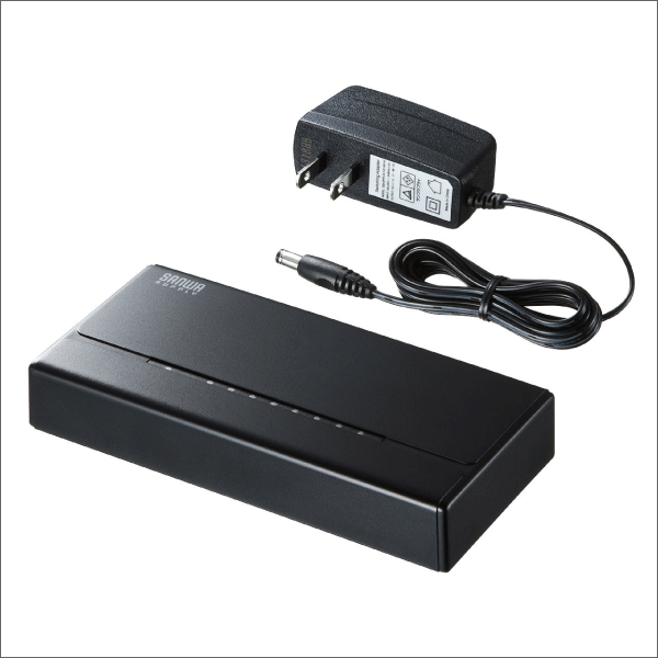 【サンワサプライ】スイッチングハブ（5ポート、マグネット付き） LAN-SWHP501BK
