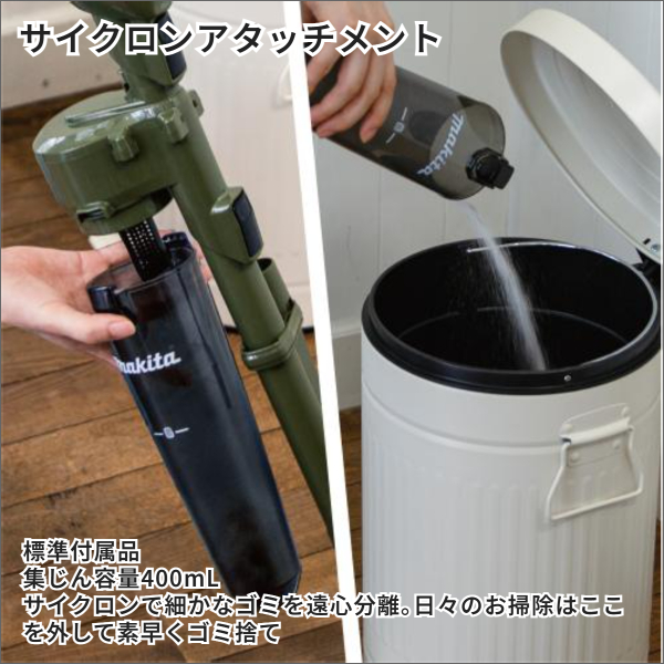 【マキタ】充電式クリーナ カプセル式（40Vmax バッテリー・充電器付）白 CL001GRDCW