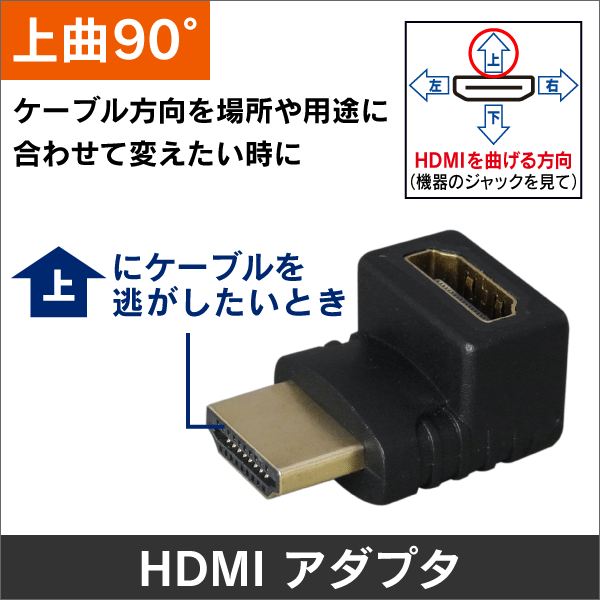 HDMI用【上曲り】 90度アダプタ オス-メス: | e431 ネットでかんたんe資材