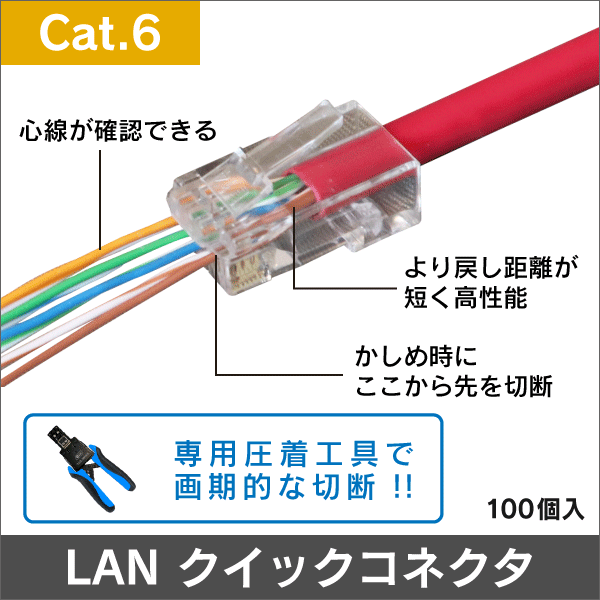 超簡単施工! Cat.6対応 LANクイックコネクタ の通販|工事資材のプロ