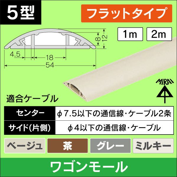 【未来工業】 ワゴンモール5型フラット【ベージュ/2m】