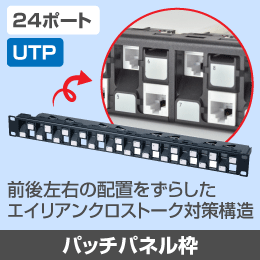 UTP モジュラージャック用パッチパネル枠　24ポート