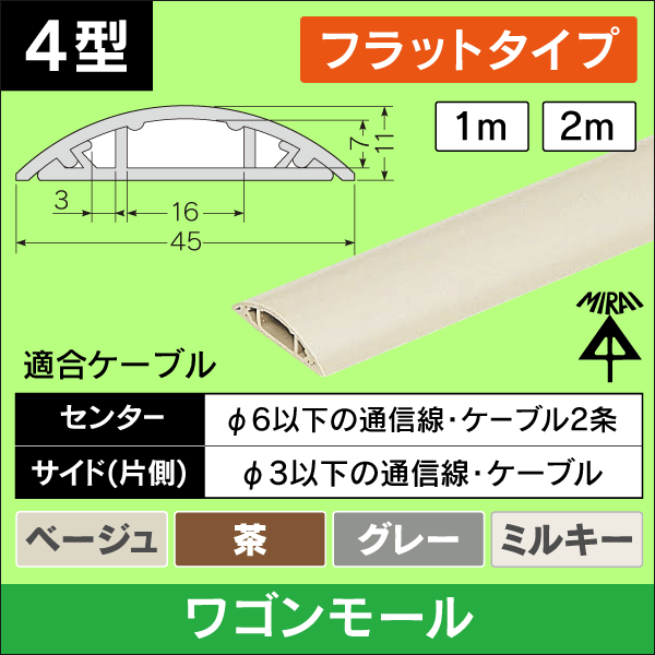 【未来工業】 ワゴンモール4型フラット【ライトブラウン/1m】