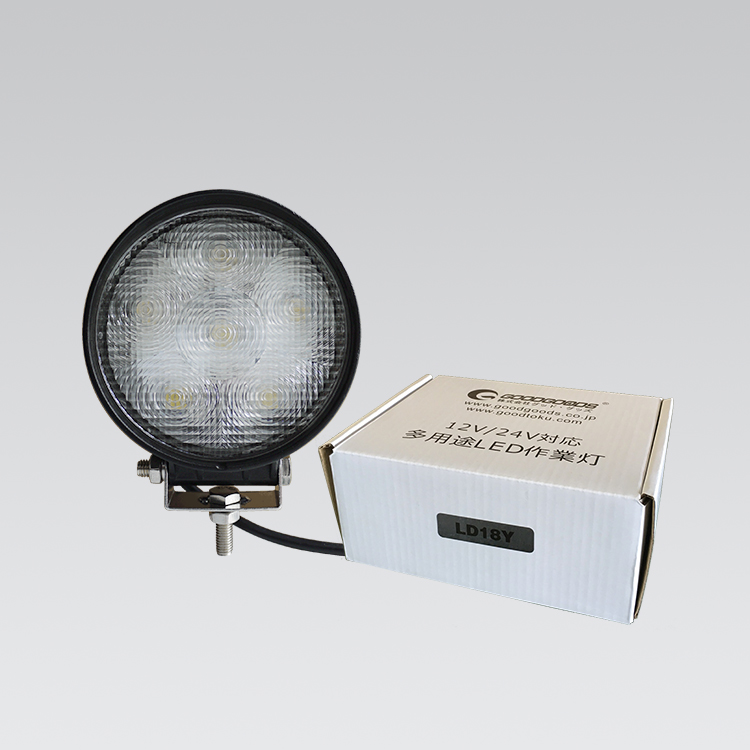 【グッド・グッズ】LED作業灯 18W 丸型 1800lm DC10～80V兼用 6連 LD18Y