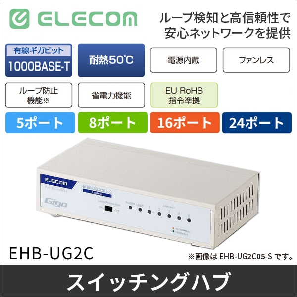【エレコム】レイヤー2 Giga対応5ポート アンマネージスイッチ EHB-UG2C05-S