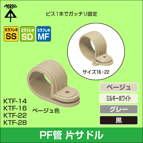 【未来工業】PF管28用片サドル(ベージュ) KTF-28J